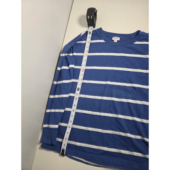 J. Crew Women's Large Blue and White striped Long Sleeve Shirt 100% Cotton - Picture 6 of 8